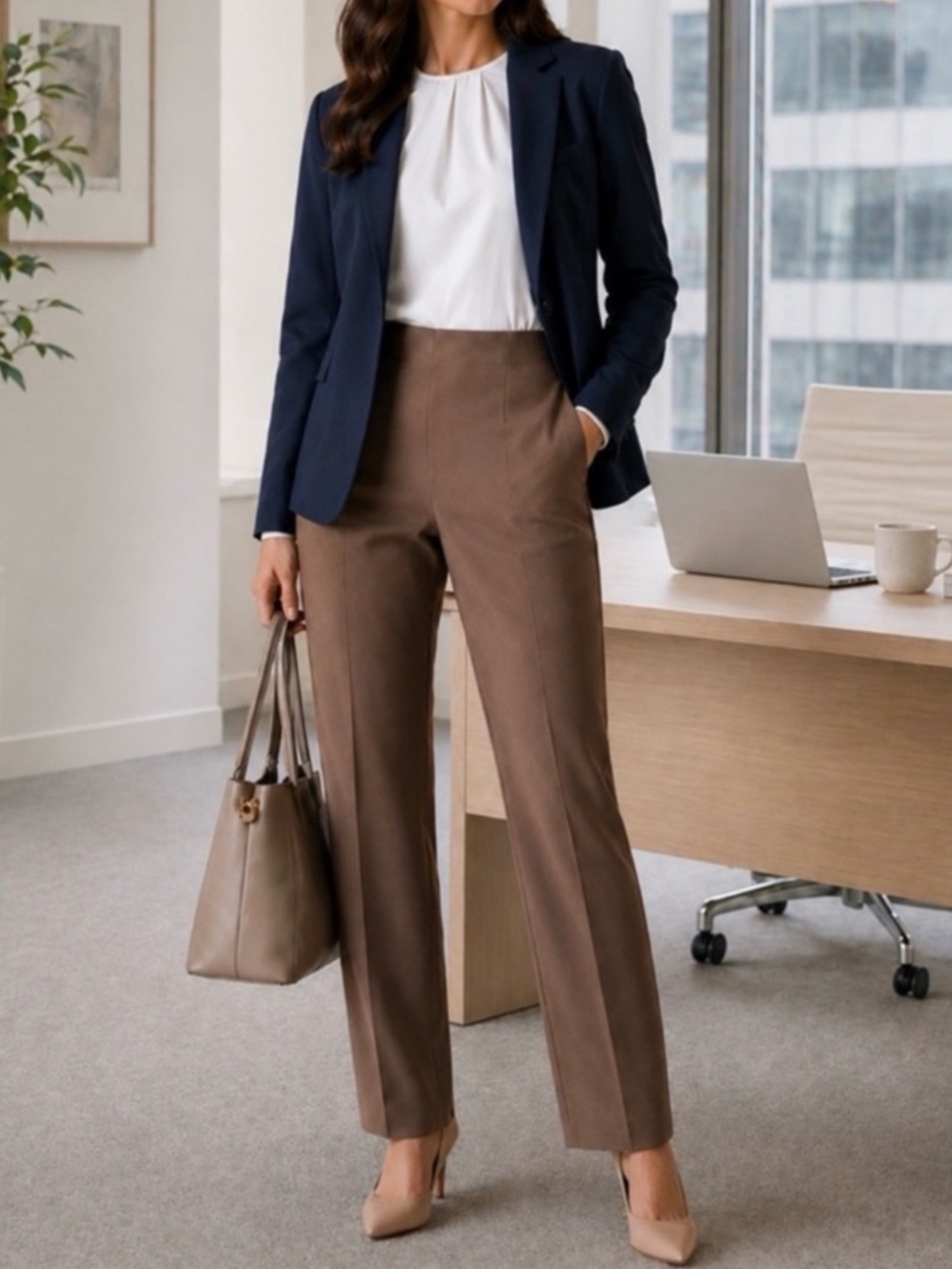 TALBOTS Heritage Brown Straight Leg Pants High Rise Trousers Size 10
